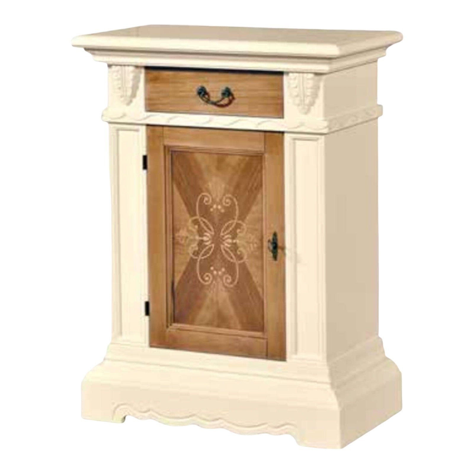 Madia credenza in legno 1 porta avorio noce grano 70x38x93