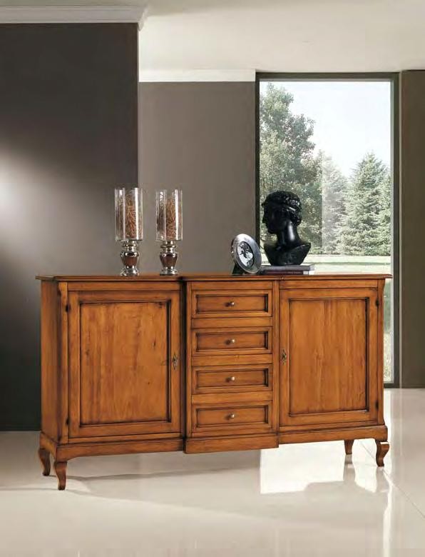 madia credenza in legno 2 ante 4 cassetti grezza  l.201 p.52 h.113 - Mobili 2G