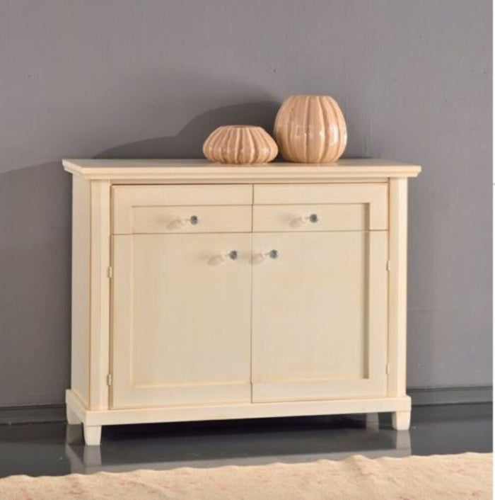 Madia credenza in legno 2 porte 2 cassetti avorio l.120 p.40 h.90
