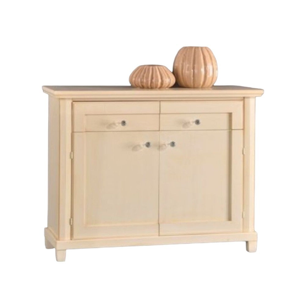 Madia credenza in legno 2 porte 2 cassetti avorio l.120 p.40 h.90