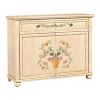 Madia credenza in legno 2 porte 2 cassetti avorio pennellato e decori l.137 p.49 h.108