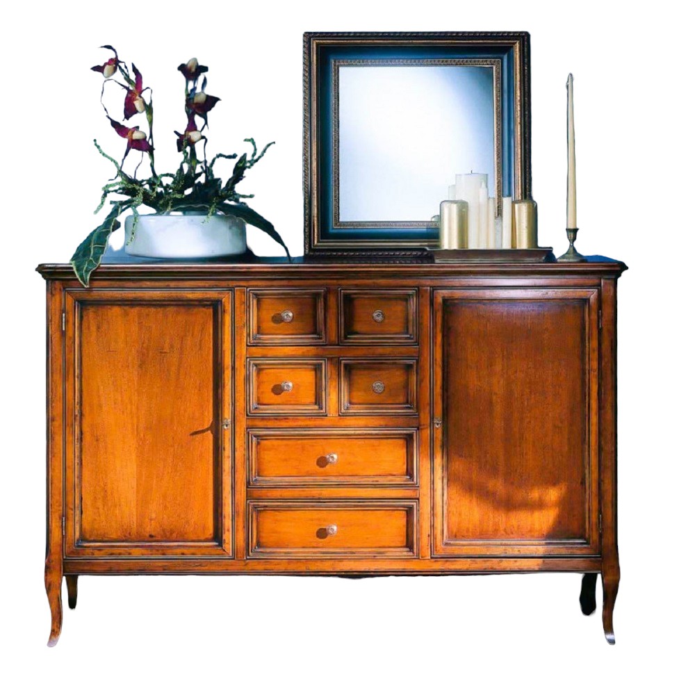 Madia credenza in legno 2 porte 6 cassetti bassano l.140 p.43 h.90 - Mobili 2G