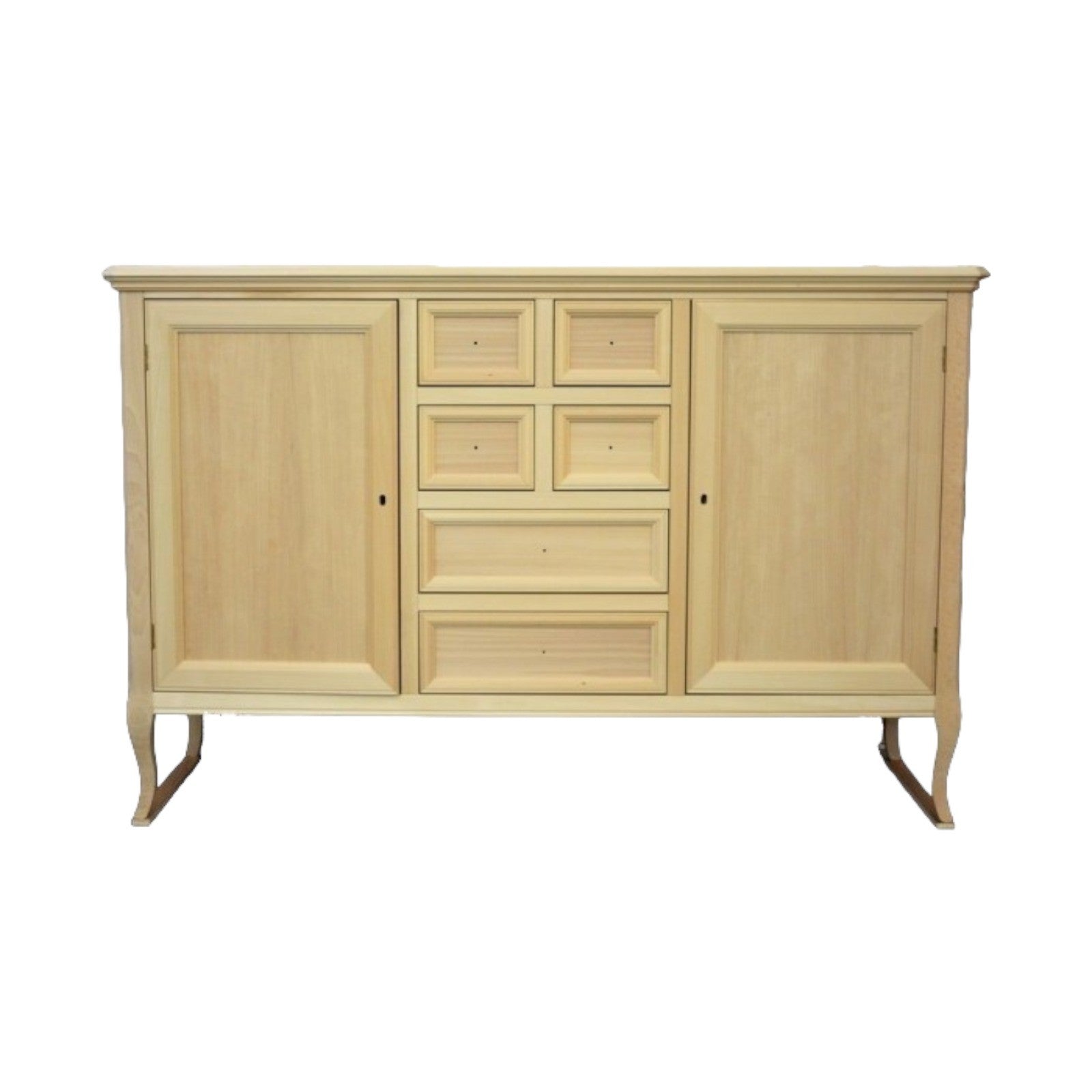 Madia credenza in legno 2 porte 6 cassetti legno grezzo l.140 p.43 h.90 - Mobili 2G