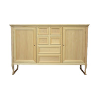 Madia credenza in legno 2 porte 6 cassetti legno grezzo l.140 p.43 h.90 - Mobili 2G