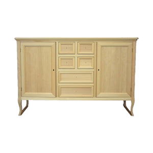 Madia credenza in legno 2 porte 6 cassetti legno grezzo l.140 p.43 h.90 - Mobili 2G