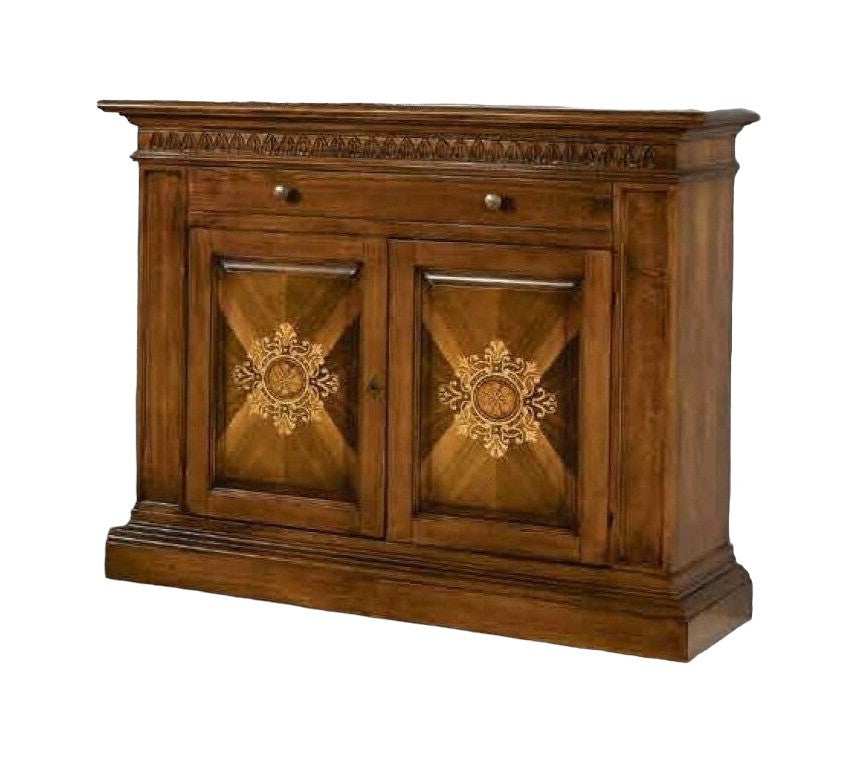 Madia credenza in legno 2 porte bassano intarsiata l.151 p.54 h.122 - Mobili 2G