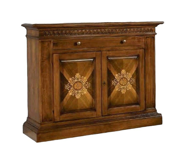 Madia credenza in legno 2 porte bassano intarsiata l.151 p.54 h.122 - Mobili 2G