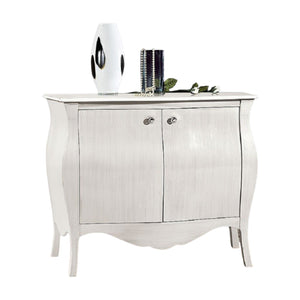 Madia credenza in legno 2 porte sagomata shabby chic bianco l.120 p.54 h.94