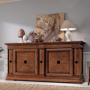 Madia credenza in legno 2 porte scorrevoli 2 cassetti push-pull l.234 p.59 h.114