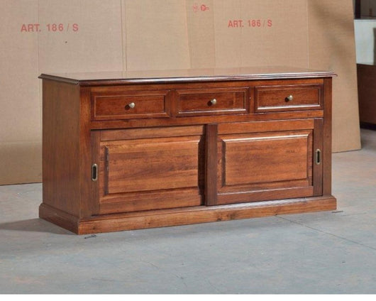 Madia credenza in legno 2 porte scorrevoli tinta noce l.157 p.53 h.78 - Mobili 2G