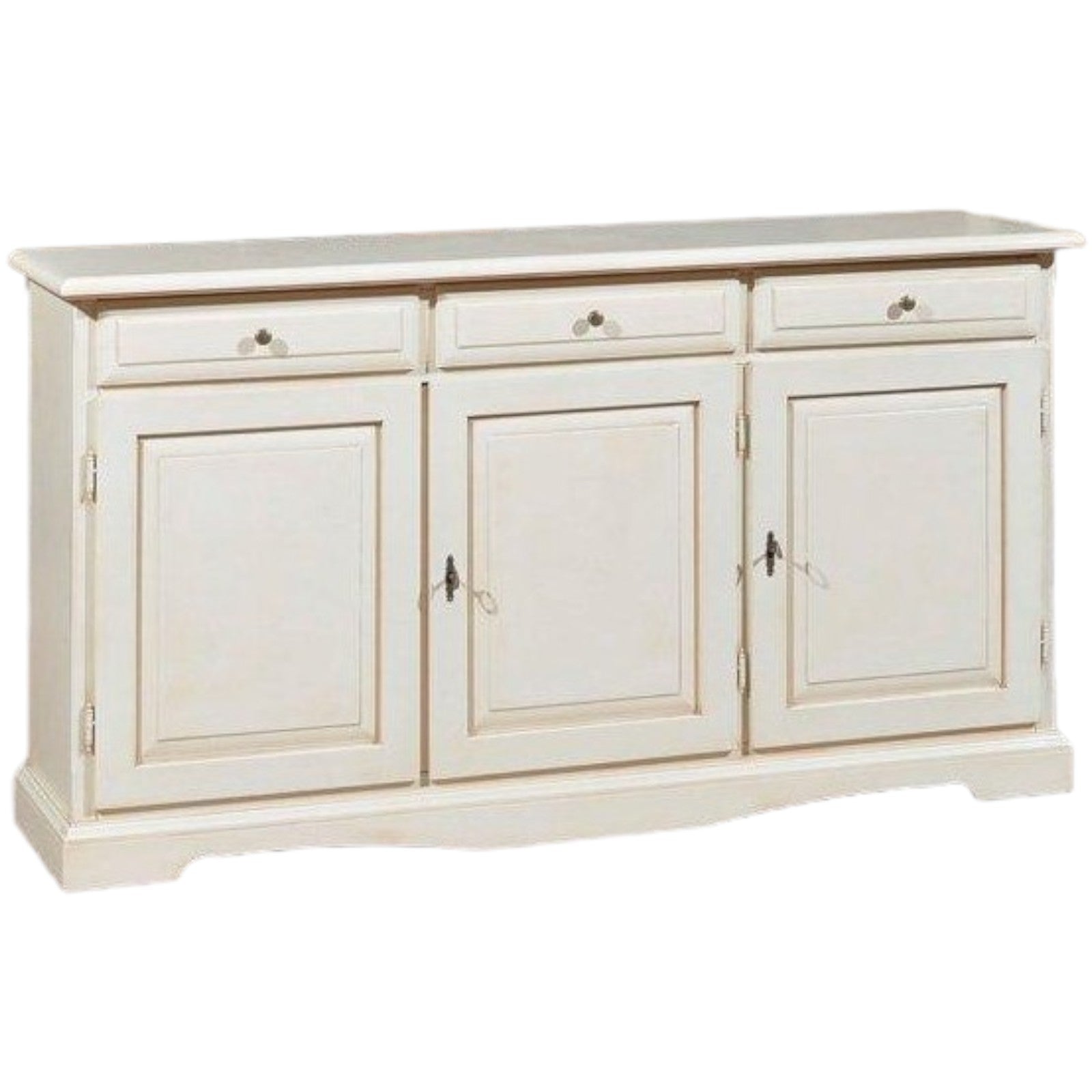 Madia credenza in legno 3 ante avorio patinato 156 p.42 h.85 - Mobili 2G