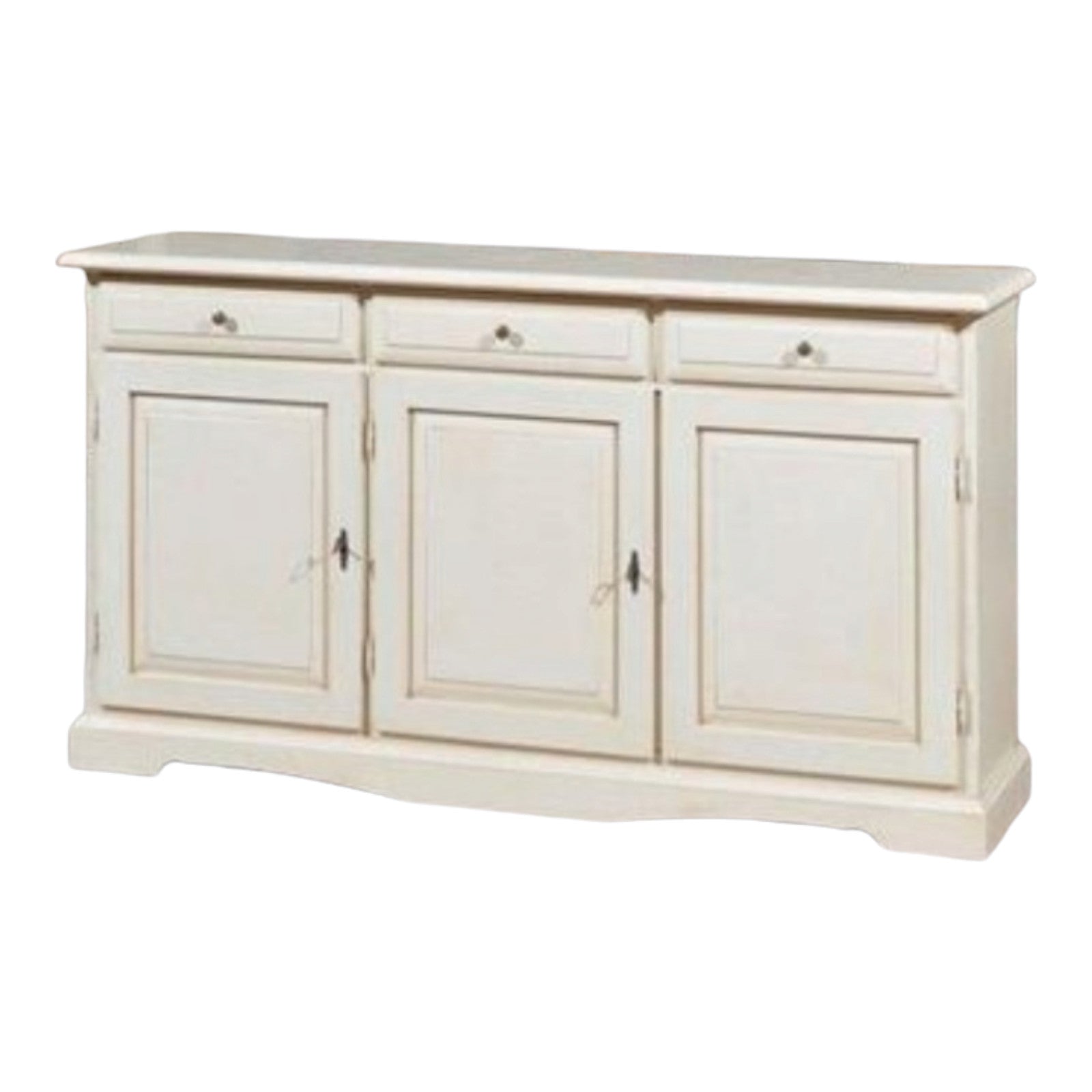 Madia credenza in legno 3 ante avorio patinato 156 p.42 h.85 - Mobili 2G