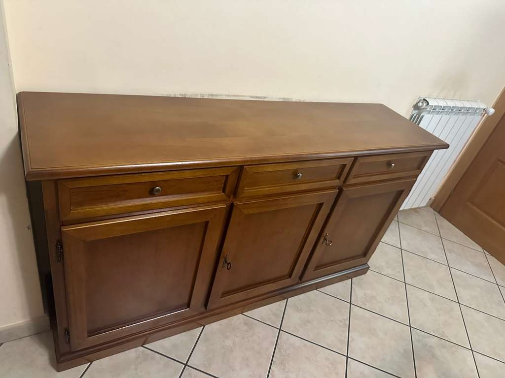 Madia credenza in legno 3 ante finitura noce chiaro 156 x 42 x 85 - Mobili 2G