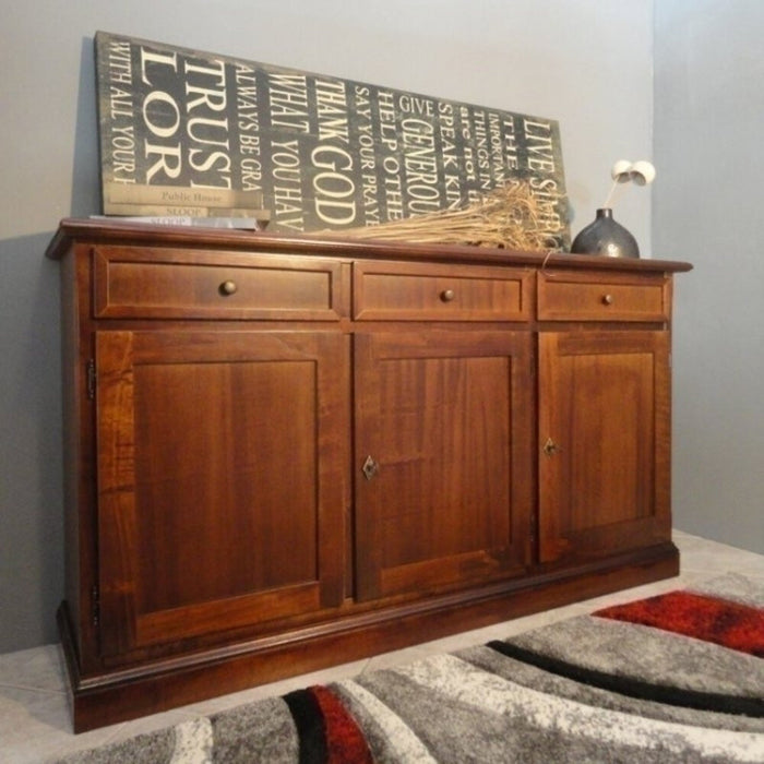 Madia credenza in legno 3 ante finitura noce chiaro 156 x 42 x 85 - Mobili 2G