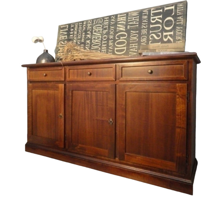 Madia credenza in legno 3 ante finitura noce chiaro 156 x 42 x 85 - Mobili 2G