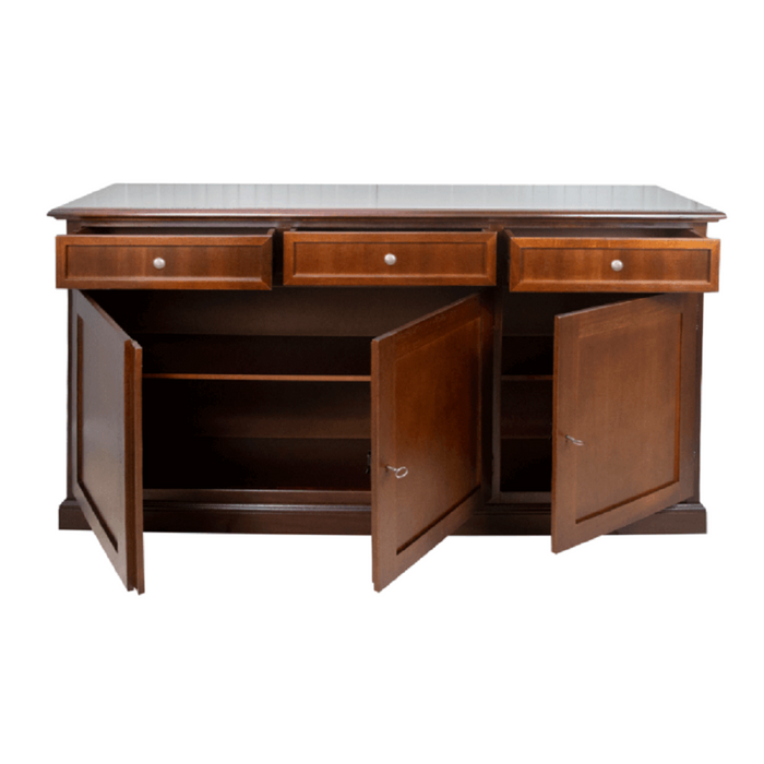 Madia credenza in legno 3 porte 3 cassetti tinta ciliegio 156x42x85