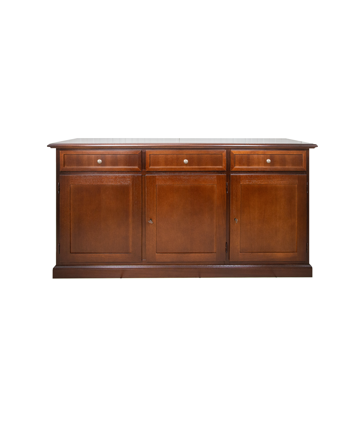 Madia credenza in legno 3 porte 3 cassetti tinta ciliegio 156x42x85