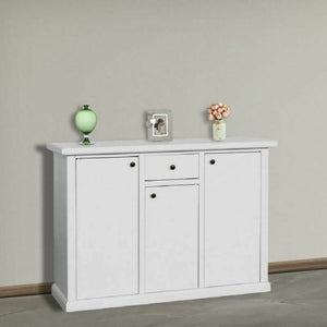 Madia credenza in legno 3 porte bianco opaco  l.120 p.40 h.88 (1391) - Mobili 2G
