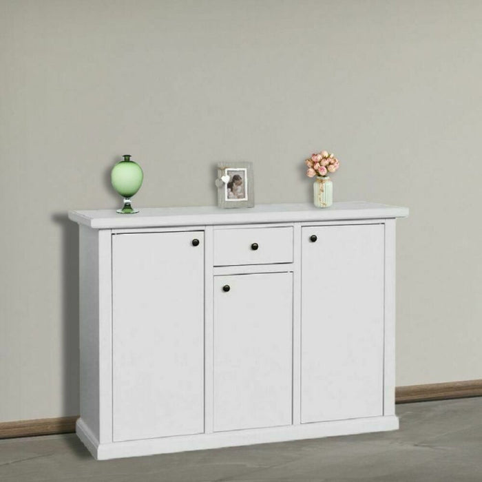 Madia credenza in legno 3 porte bianco opaco  l.120 p.40 h.88 (1391) - Mobili 2G