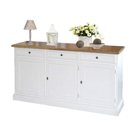 Madia credenza in legno 3 porte shabby chic bicolore 156x42x85 - Mobili 2G