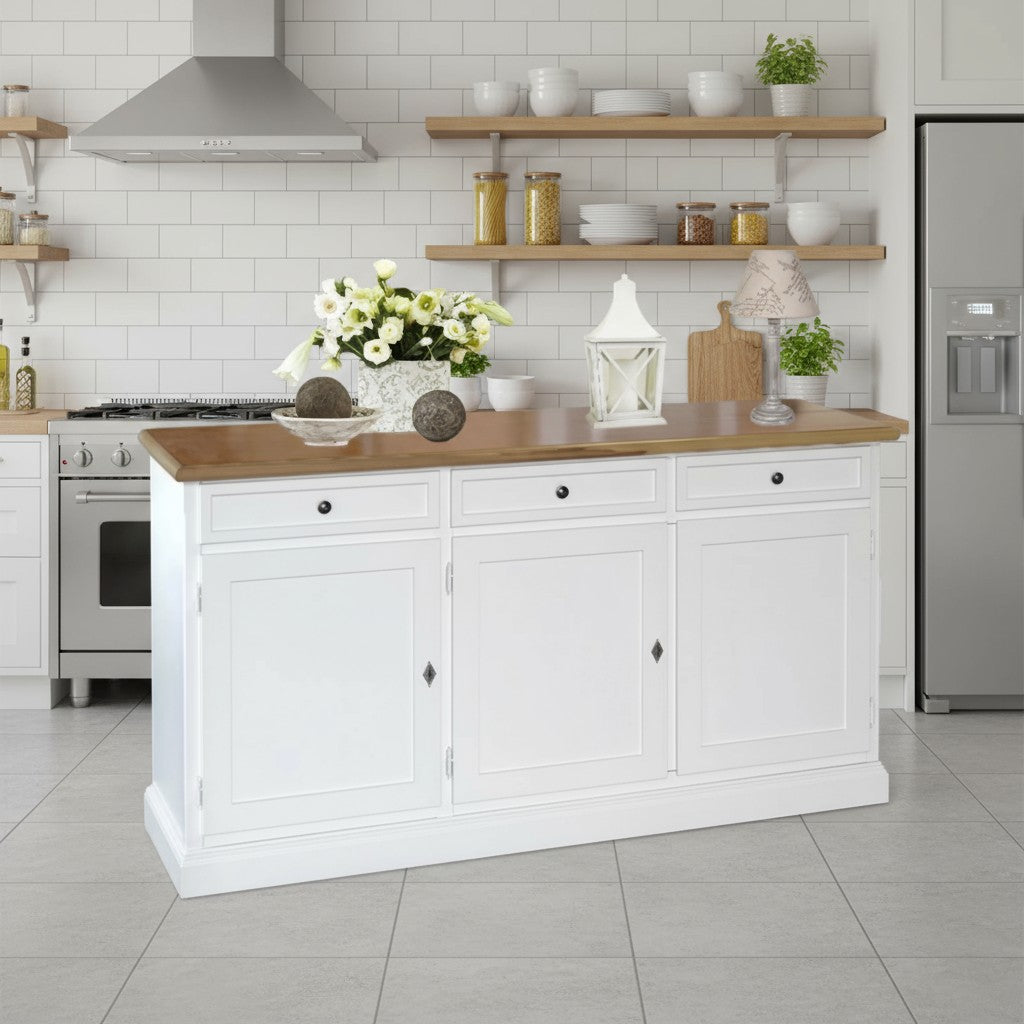 Madia credenza in legno 3 porte shabby chic bicolore 156x42x85 - Mobili 2G