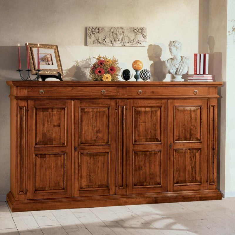 Madia credenza in legno 4 porte 4 cassetti grezzo l.240 p.52 h.135 - Mobili 2G