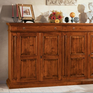 Madia credenza in legno 4 porte 4 cassetti grezzo l.240 p.52 h.135 - Mobili 2G