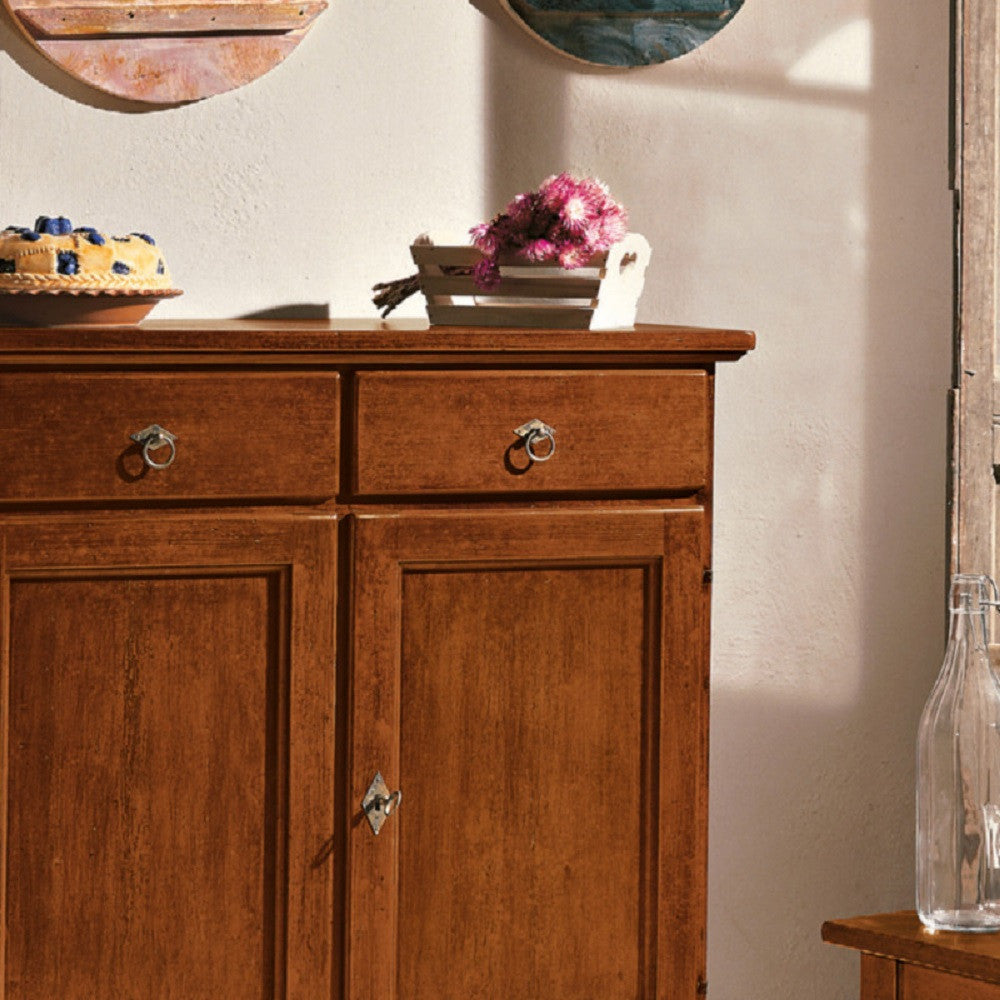 Madia credenza in legno arte povera 2 portetinta noce l.90 p.40 h.94 - Mobili 2G