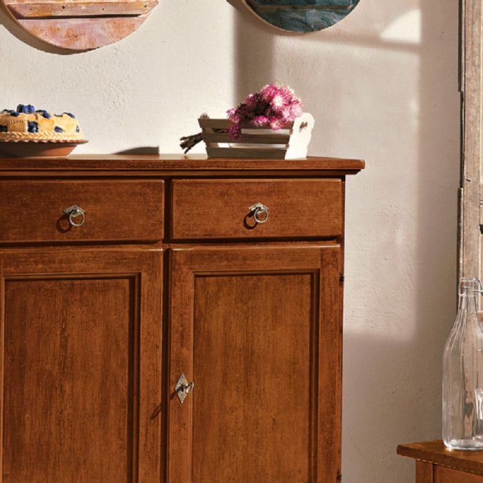 Madia credenza in legno arte povera 2 portetinta noce l.90 p.40 h.94 - Mobili 2G