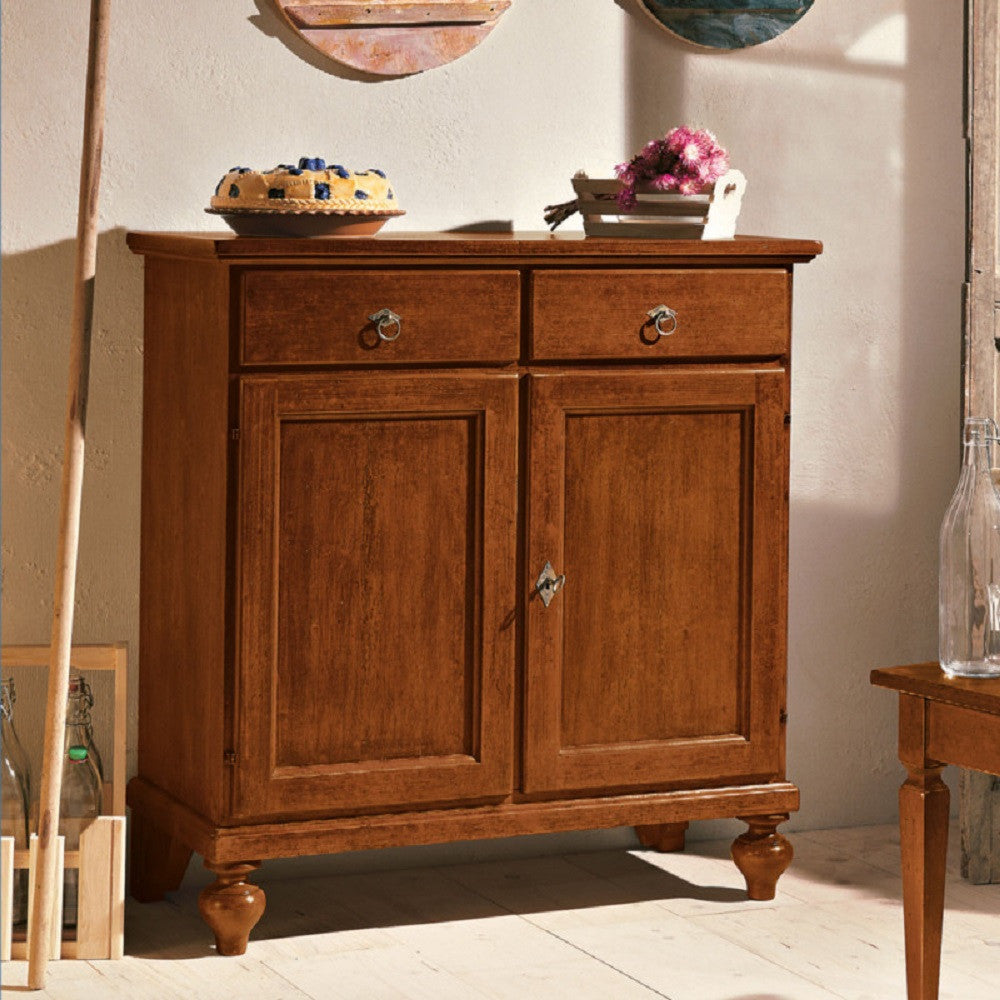 Madia credenza in legno arte povera 2 portetinta noce l.90 p.40 h.94 - Mobili 2G