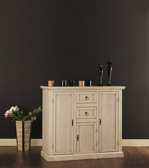 Madia credenza in legno avorio patinato l.100 p.39 h.85 - Mobili 2G