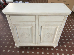 Madia credenza in legno bianco invecchiato e decori l.104 p.43 h.98