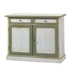 Madia credenza in legno bicolore cerato bianco/verde l.105 p.42 h.85