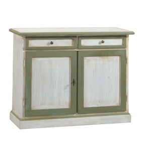 Madia credenza in legno bicolore cerato bianco/verde l.105 p.42 h.85