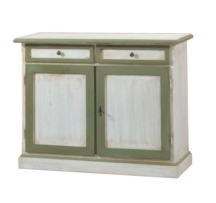 Madia credenza in legno bicolore cerato bianco/verde l.105 p.42 h.85