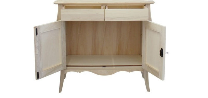Madia credenza in legno bombata grezza 2 ante l.105 p.50 h.100 (3090) - Mobili 2G
