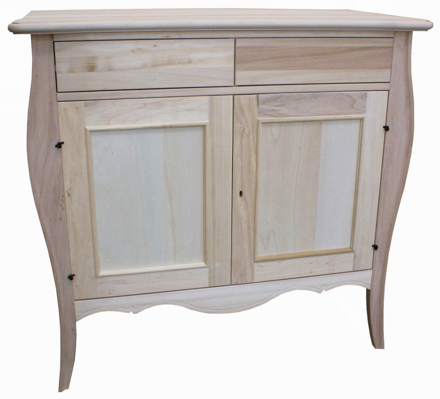 Madia credenza in legno bombata grezza 2 ante l.105 p.50 h.100 (3090) - Mobili 2G