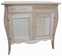 Madia credenza in legno bombata grezza 2 ante l.105 p.50 h.100 (3090) - Mobili 2G