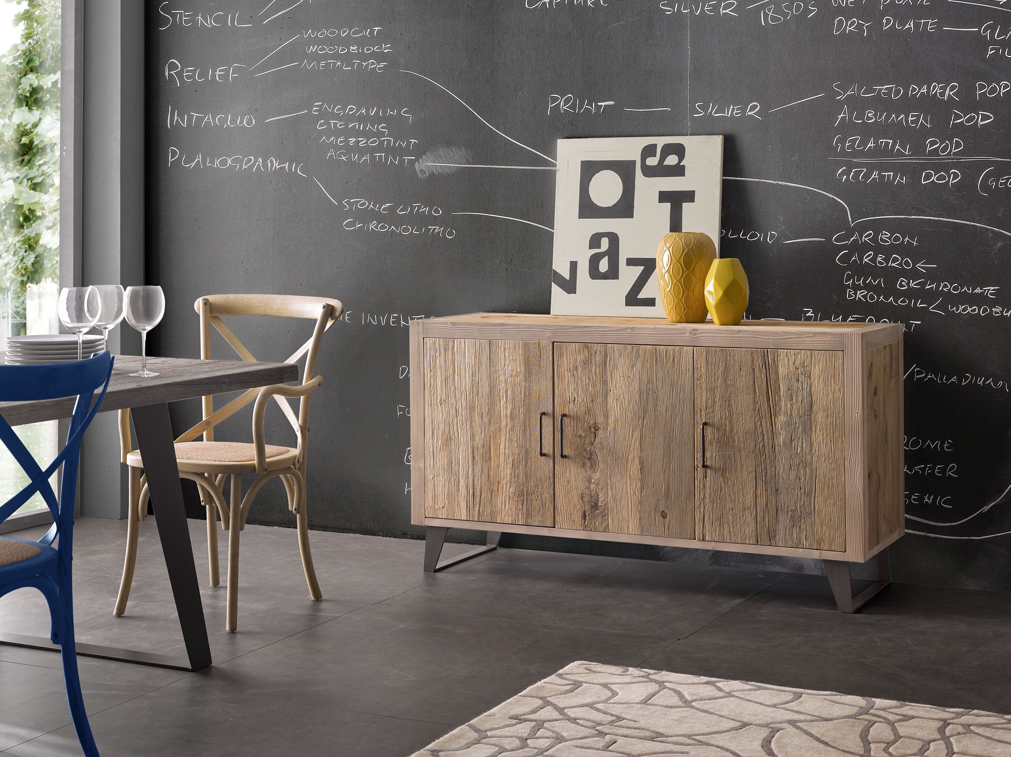 Madia credenza in legno di ontano beige l.152 p.50 h.81