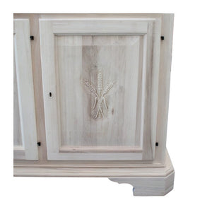 Madia credenza in legno grezza 3 ante con intarsio l.163 p.49 h.98 (2141) - Mobili 2G
