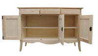 madia credenza in legno grezza 3 ante l.151 p.50 h.105 (3088) - Mobili 2G