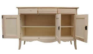 madia credenza in legno grezza 3 ante l.151 p.50 h.105 (3088) - Mobili 2G
