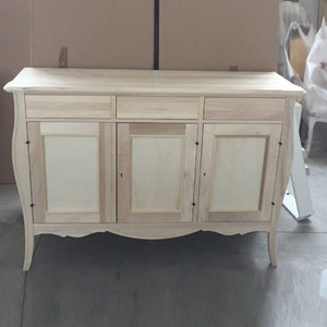madia credenza in legno grezza 3 ante l.151 p.50 h.105 (3088) - Mobili 2G