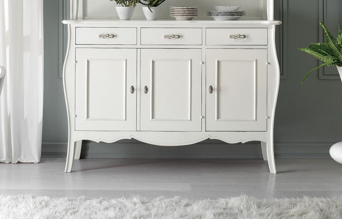 madia credenza in legno grezza 3 ante l.151 p.50 h.105 (3088) - Mobili 2G