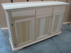 Madia credenza in legno grezza 3 porte l.147 p.45 h.93 (109) - Mobili 2G