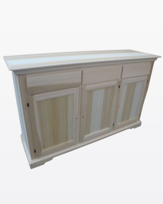 Madia credenza in legno grezza 3 porte l.147 p.45 h.93 (109) - Mobili 2G