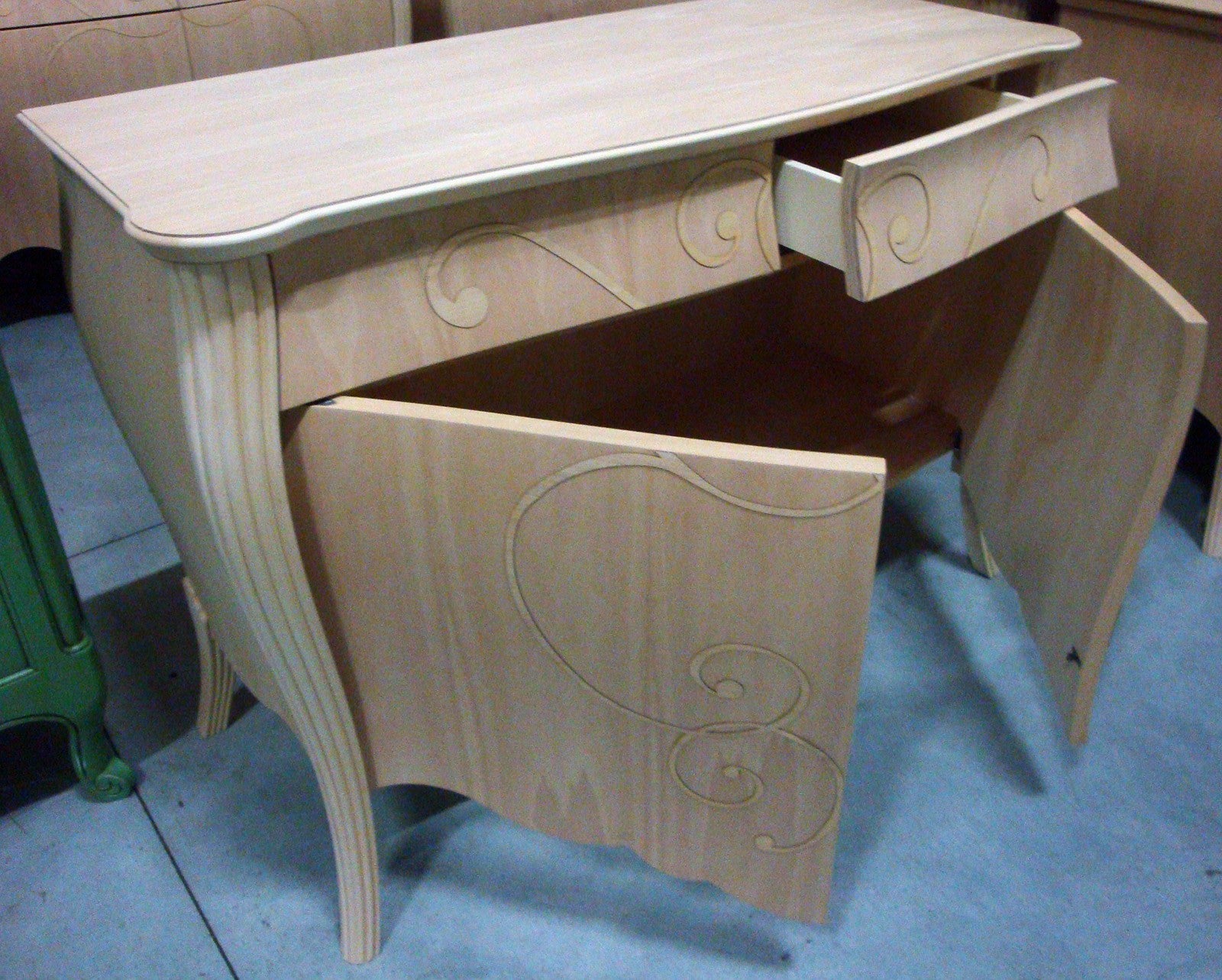 Madia credenza in legno grezza  bombata 2 ante l.160 p.60 h.98 (011) - Mobili 2G