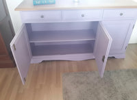 Madia credenza in legno laccato pennellato colore lavanda  l.156 p.42 h.85 - Mobili 2G