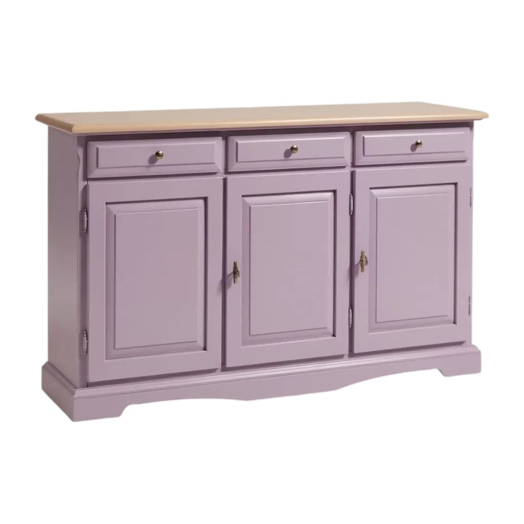 Madia credenza in legno laccato pennellato colore lavanda  l.156 p.42 h.85 - Mobili 2G