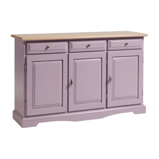 Madia credenza in legno laccato pennellato colore lavanda  l.156 p.42 h.85 - Mobili 2G